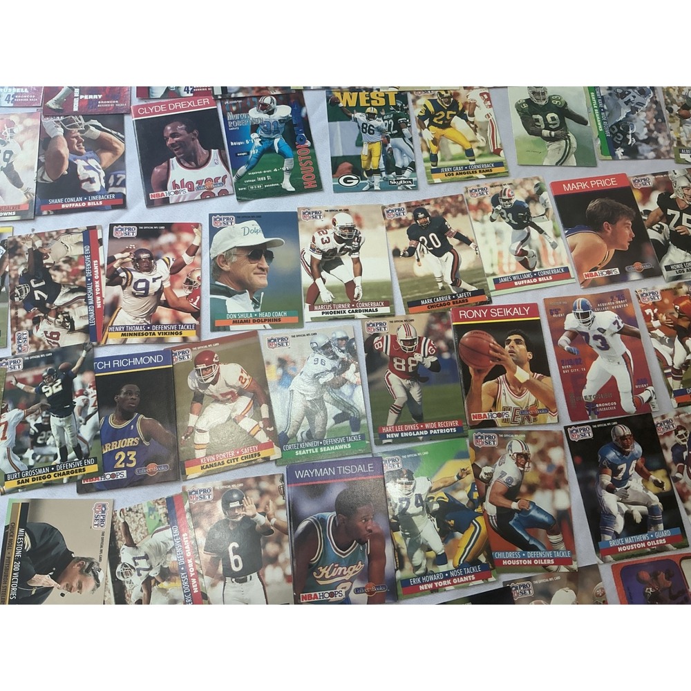 I Vintage 1990s Sports Card Lot NFL Pro NBA Hoops SkyBox 60+Cards Shula Jordan